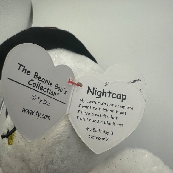 Ty Beanie Boos Nightcap Ghost Plush With Witch Hat 7 in Halloween - Picture 6 of 6